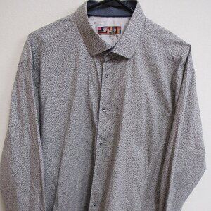 Spazio Uomo Black/White Geometric Print Long Sleeve Flip-Cuff Shirt XL